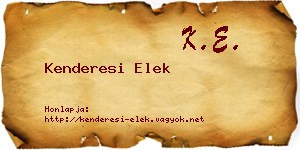 Kenderesi Elek névjegykártya